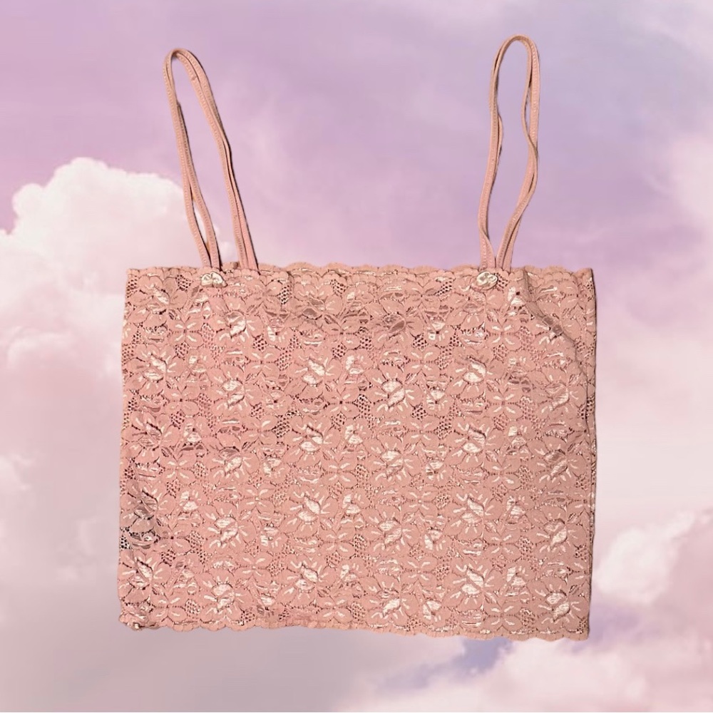Vintage y2k lace baby pink top